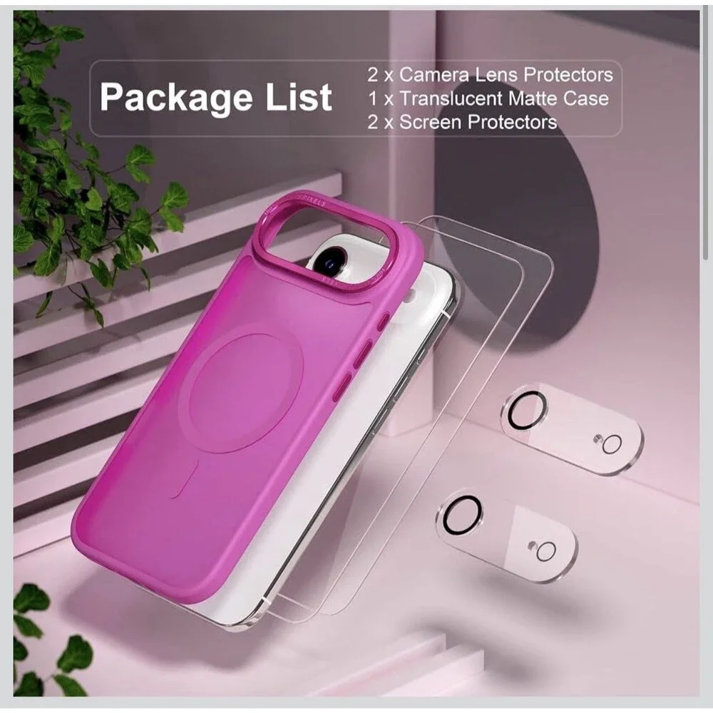 Magnetic for iPhone 17 Air Case Full Camera Lens Protector Translucent Pink
